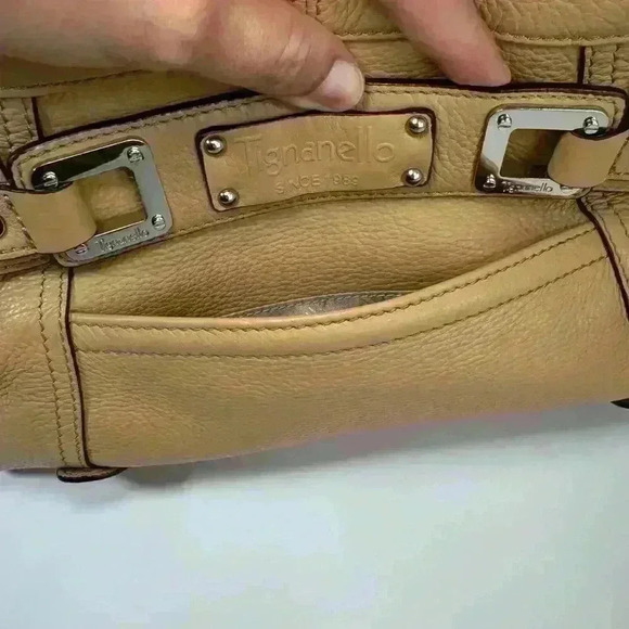 Tignanello Shoulder Bag Purse Handbag Genuine Leather Tan Brown - Picture 11 of 16